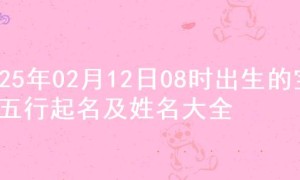 2025年02月12日08时出生的宝宝五行起名及姓名大全