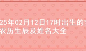 2025年02月12日17时出生的宝宝农历生辰及姓名大全