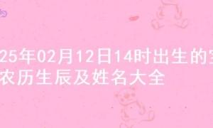 2025年02月12日14时出生的宝宝农历生辰及姓名大全