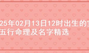 2025年02月13日12时出生的宝宝五行命理及名字精选