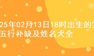 2025年02月13日18时出生的宝宝五行补缺及姓名大全