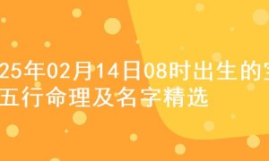 2025年02月14日08时出生的宝宝五行命理及名字精选