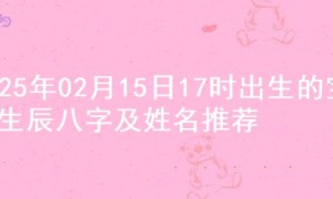 2025年02月15日17时出生的宝宝生辰八字及姓名推荐