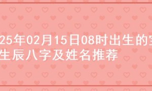 2025年02月15日08时出生的宝宝生辰八字及姓名推荐