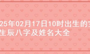 2025年02月17日10时出生的宝宝生辰八字及姓名大全