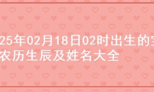 2025年02月18日02时出生的宝宝农历生辰及姓名大全