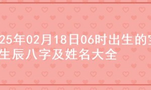 2025年02月18日06时出生的宝宝生辰八字及姓名大全