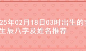 2025年02月18日03时出生的宝宝生辰八字及姓名推荐