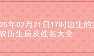 2025年02月21日17时出生的宝宝农历生辰及姓名大全