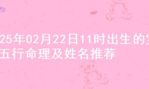 2025年02月22日11时出生的宝宝五行命理及姓名推荐