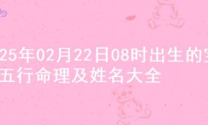 2025年02月22日08时出生的宝宝五行命理及姓名大全