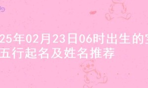 2025年02月23日06时出生的宝宝五行起名及姓名推荐