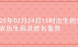 2025年02月24日15时出生的宝宝农历生辰及姓名鉴赏