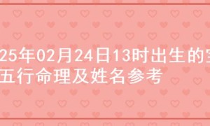 2025年02月24日13时出生的宝宝五行命理及姓名参考