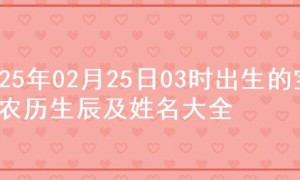 2025年02月25日03时出生的宝宝农历生辰及姓名大全