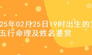 2025年02月25日19时出生的宝宝五行命理及姓名鉴赏