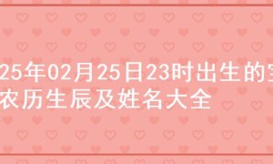 2025年02月25日23时出生的宝宝农历生辰及姓名大全