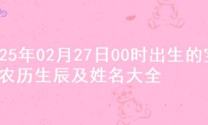 2025年02月27日00时出生的宝宝农历生辰及姓名大全