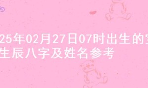 2025年02月27日07时出生的宝宝生辰八字及姓名参考