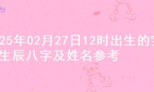 2025年02月27日12时出生的宝宝生辰八字及姓名参考