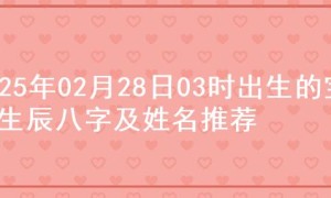 2025年02月28日03时出生的宝宝生辰八字及姓名推荐