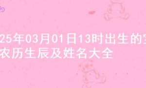 2025年03月01日13时出生的宝宝农历生辰及姓名大全