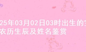 2025年03月02日03时出生的宝宝农历生辰及姓名鉴赏