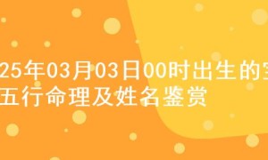 2025年03月03日00时出生的宝宝五行命理及姓名鉴赏