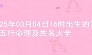 2025年03月04日16时出生的宝宝五行命理及姓名大全