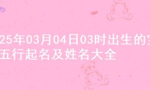 2025年03月04日03时出生的宝宝五行起名及姓名大全