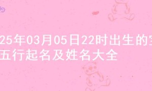 2025年03月05日22时出生的宝宝五行起名及姓名大全