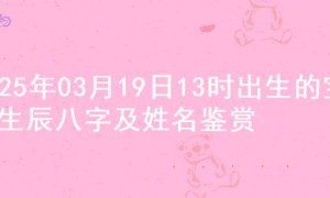 2025年03月19日13时出生的宝宝生辰八字及姓名鉴赏