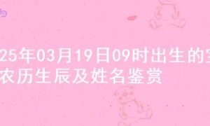 2025年03月19日09时出生的宝宝农历生辰及姓名鉴赏