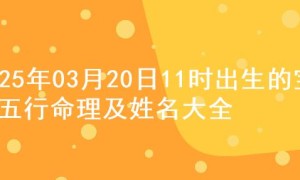 2025年03月20日11时出生的宝宝五行命理及姓名大全