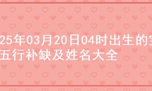 2025年03月20日04时出生的宝宝五行补缺及姓名大全