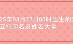 2025年03月22日05时出生的宝宝五行起名及姓名大全