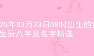 2025年03月23日08时出生的宝宝生辰八字及名字精选