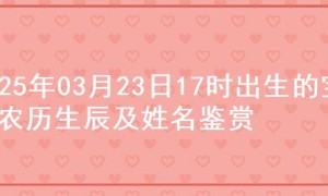 2025年03月23日17时出生的宝宝农历生辰及姓名鉴赏