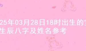 2025年03月28日18时出生的宝宝生辰八字及姓名参考