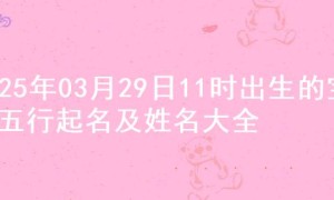 2025年03月29日11时出生的宝宝五行起名及姓名大全