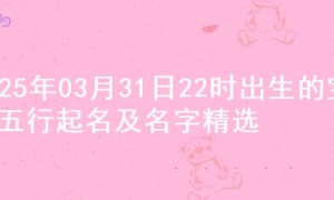 2025年03月31日22时出生的宝宝五行起名及名字精选