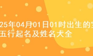 2025年04月01日01时出生的宝宝五行起名及姓名大全