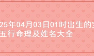 2025年04月03日01时出生的宝宝五行命理及姓名大全