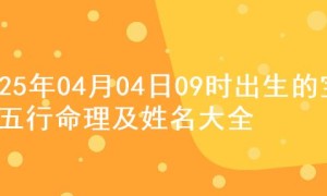 2025年04月04日09时出生的宝宝五行命理及姓名大全